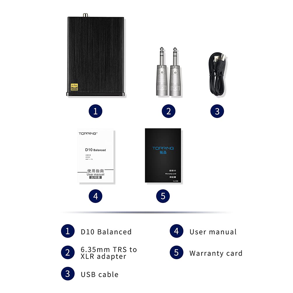 Topping D10 Balanced USB Converter HiFi Converters TRS/XLR/Opt/Coax Output ES9038Q2M XMOS XU208 PCM384KHz DSD256 Digital to Analog Converter Home Audio DAC (Black) - Image 6