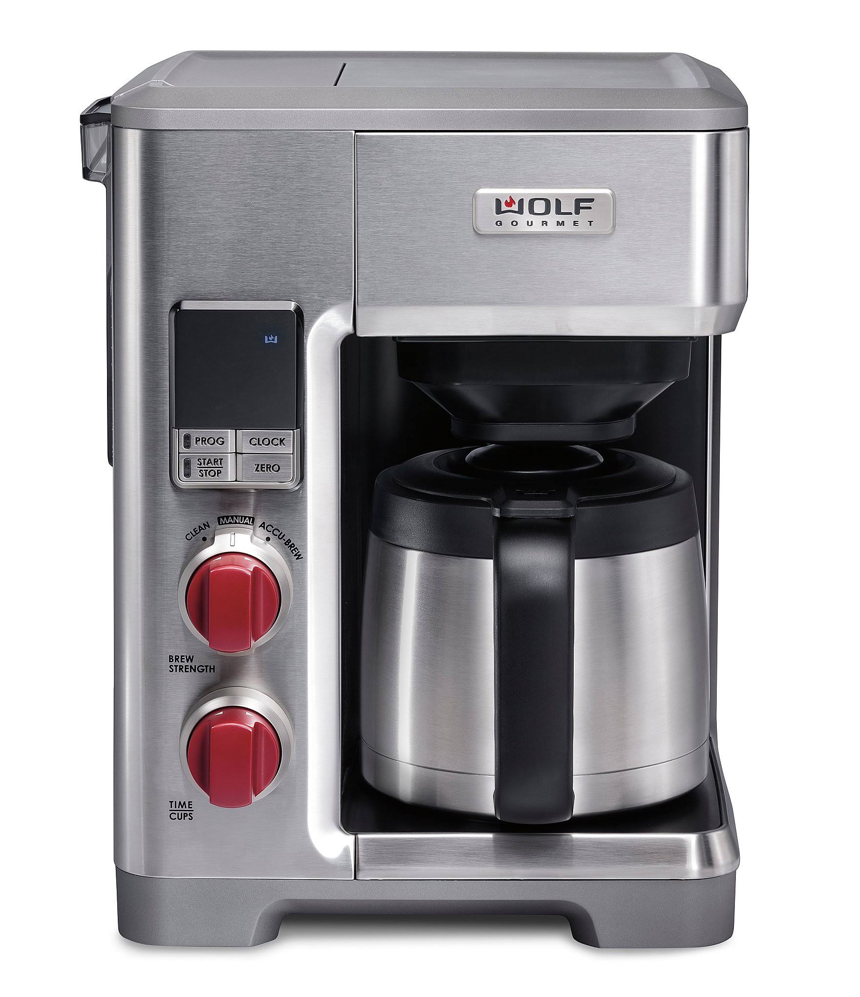 Wolf Gourmet – 10-Cup Coffee Maker with Water Filtration – Stainless Steel/Red Knob - Image 2