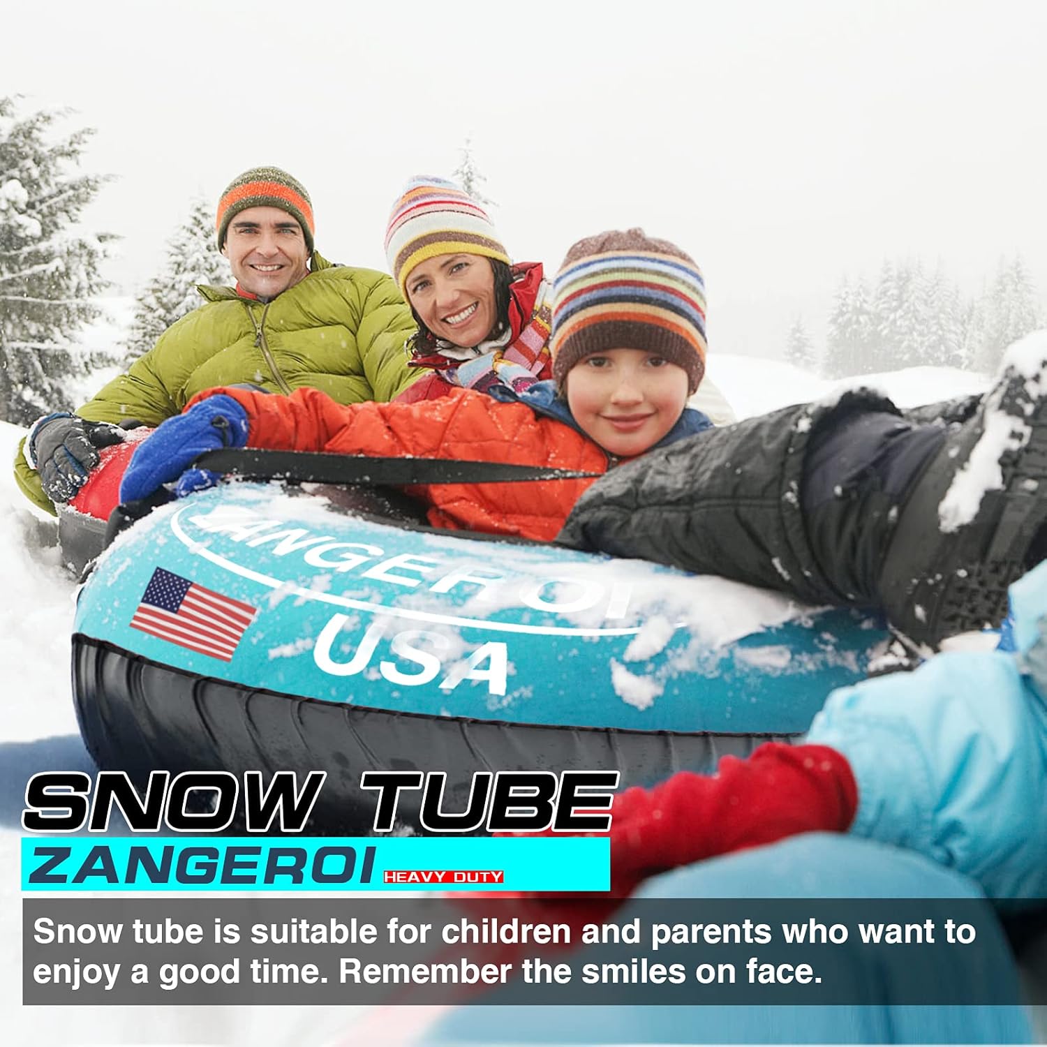 Snow Tube Snow Tubes Heavy Duty Snow Tube for Kids Adult Snow Tube 45inch, Snow Sled Sledding Tube, Inflatable Snow Tube for Kids Snow Tubes for Sledding Towable Double Rubber Snow Tube with Cover - Image 4