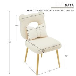 Alternative view of Furnimart Cute Vanity Chair, Bear Shape Makeup Chair with Backrest Pillow, Comfy Accent Chair Desk Chair Teddy fabric with Golden Metal Legs for Living Room/Dressing Room/Home Office Green