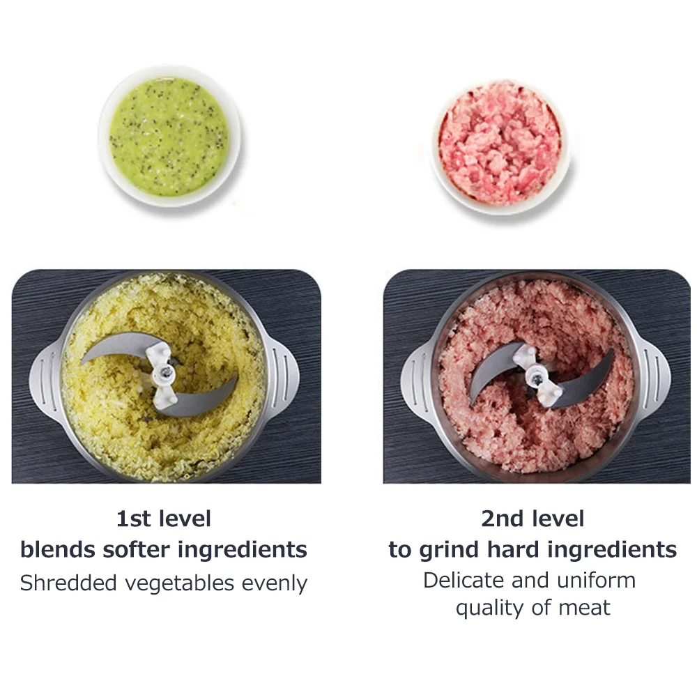 Homgeek Electric Meat Grinder – 2L Large Capacity, Stainless Steel, 2 Speed Settings, 250W High Power – Ideal Kitchen Cooker Blender for Household Use - Image 7