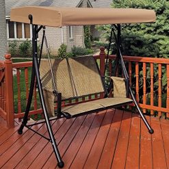 Alternative view of PURPLE LEAF 3-Seat Deluxe Outdoor Patio Porch Swing with Weather Resistant Steel Frame, Adjustable Tilt Canopy, Beige
