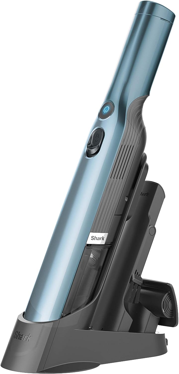 Shark WV201 WANDVAC Handheld Vacuum, Lightweight at 1.4 Pounds with Powerful Suction, Charging Dock, Single Touch Empty and Detachable Dust Cup
