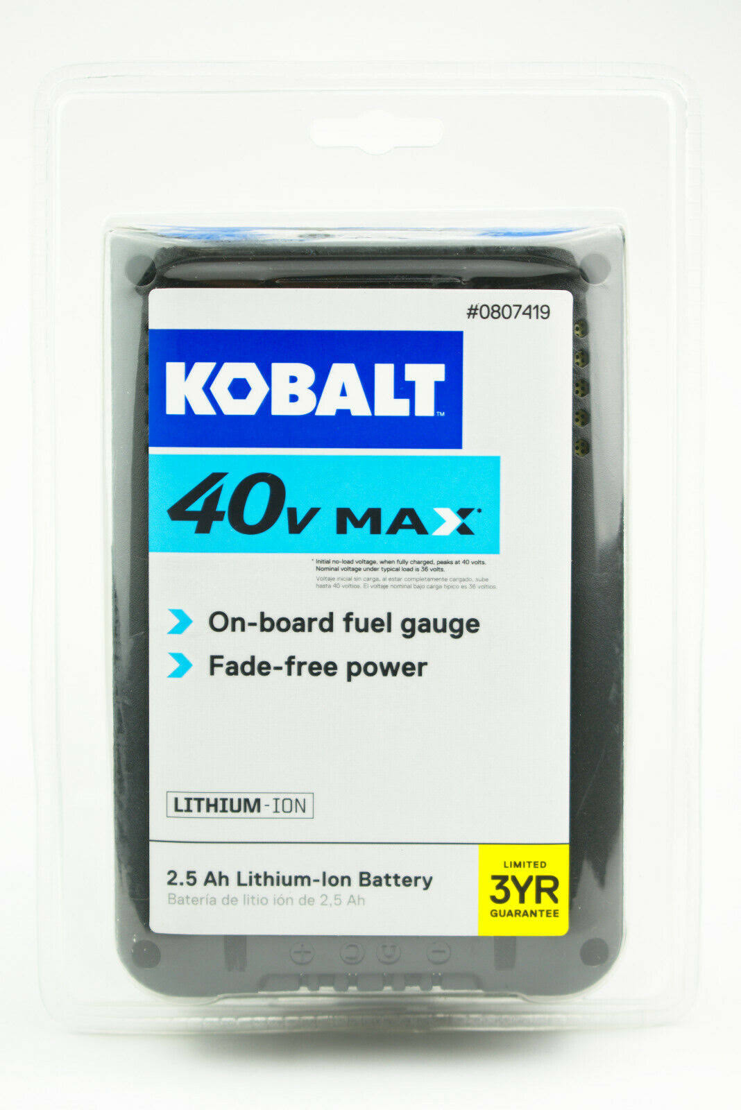 Kobalt 40-Volt 2.5Ah Amp Hours Rechargeable Lithium Ion (Li-Ion) Cordless Power Equipment Battery - Image 2