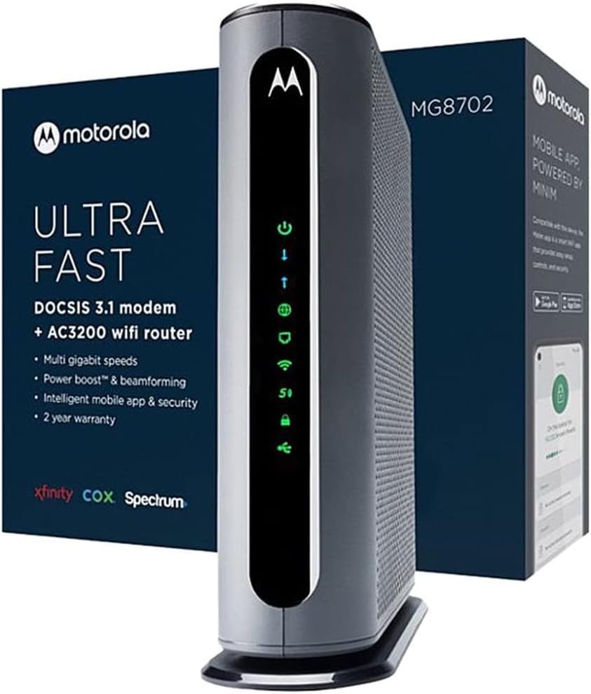 Motorola MG8725 Multi-Gig Cable Modem + Built in WiFi 6 Router | Approved for Comcast Xfinity Gigabit, Cox Gigablast, Spectrum | Plans Up to 6000 Mbps | DOCSIS 3.1 | AX6000 | Motosync App - Image 2